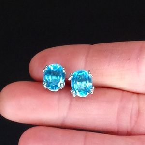 Crystal Rhinestone Stud Blue Earrings